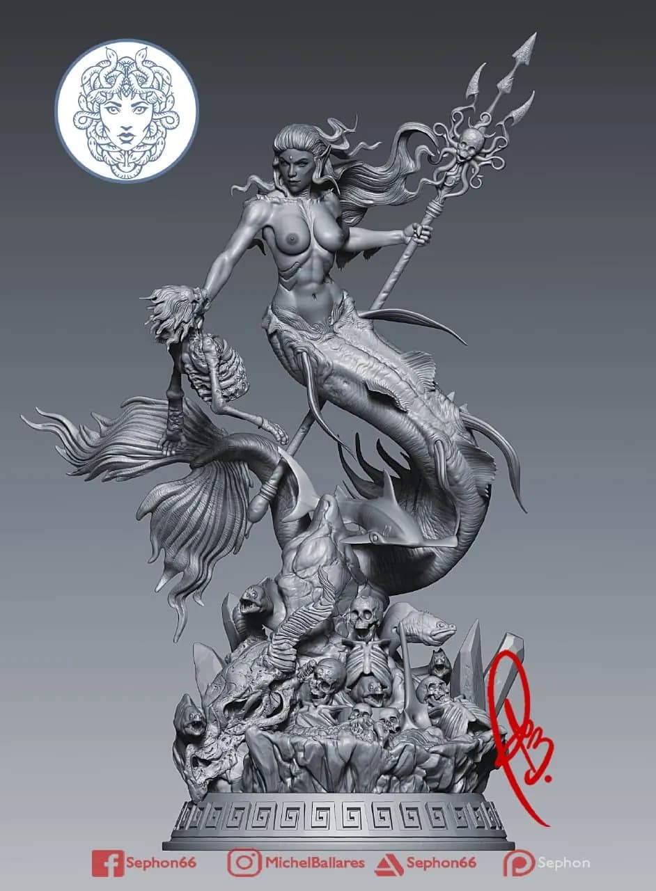 STL - Figura de Medusa con esqueleto