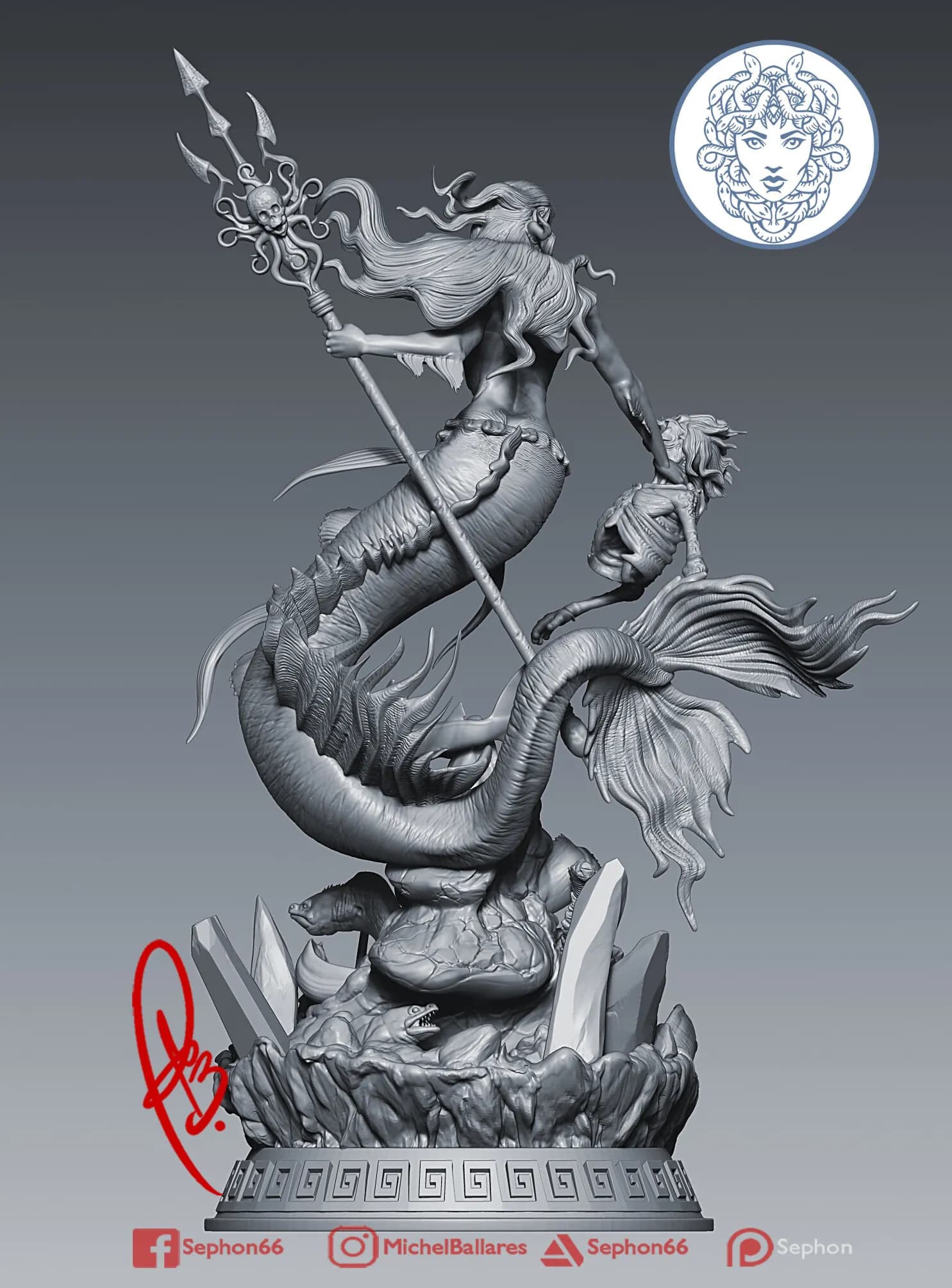 STL - Figura de Medusa con esqueleto