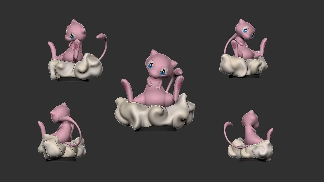 STL - Figura de Mew en Nube render 2
