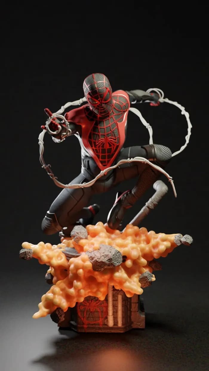 STL - Figura de Miles Morales en Acción render 2