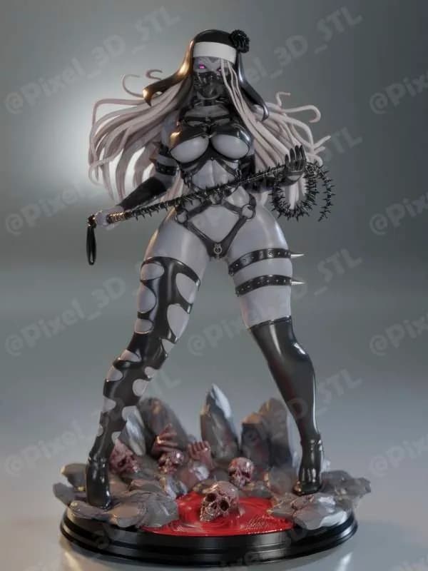 STL - Figura de monja oscura de combate