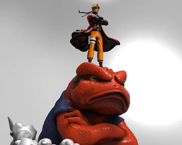 STL - Figura de Naruto sobre Gamakichi