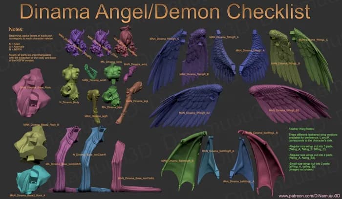 STL - Figura de Ángel/Demonio Dinama render 2