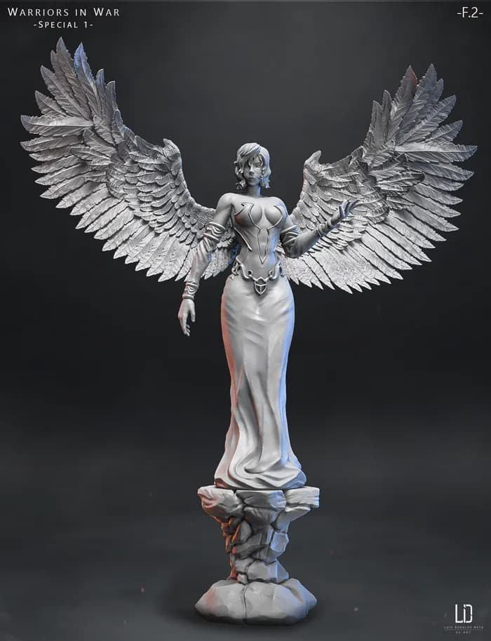 STL - Winged Warrior Angel Figure