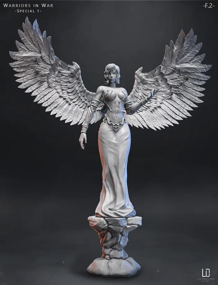 STL - Figura de Ángel Guerrera Alada 2 render 4