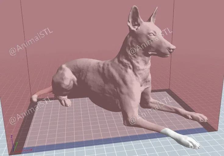 STL - figura de perro malinois tumbado