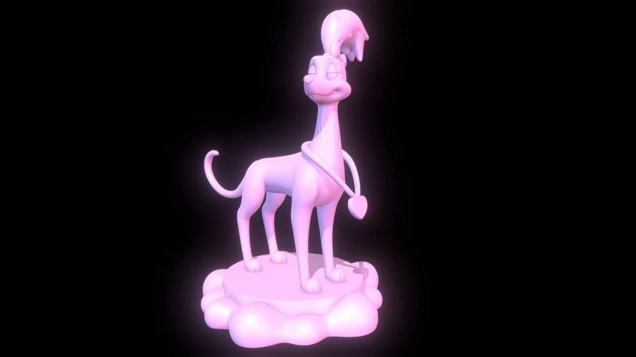 STL - Figura de perro rosa con corazón