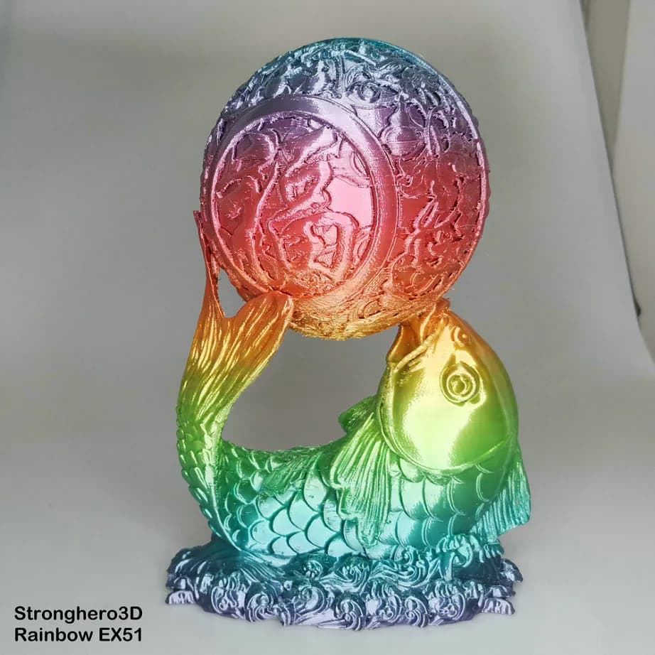 STL - Figura de pez koi con esfera render 2