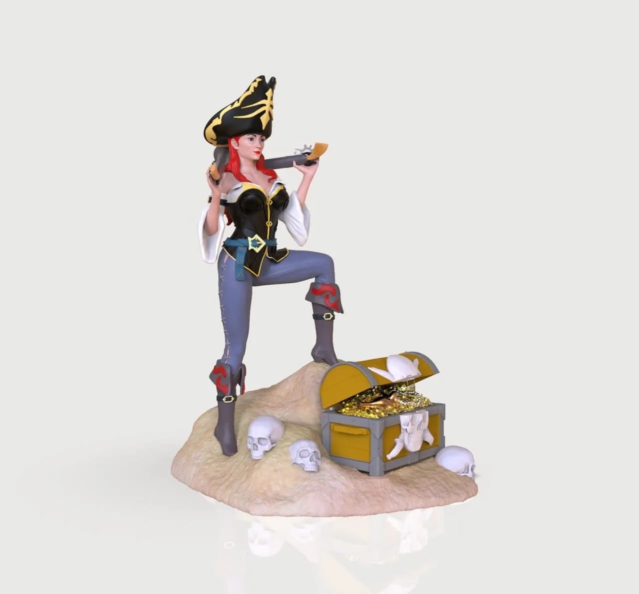 STL - Figura de Pirata Miss Fortune render 2