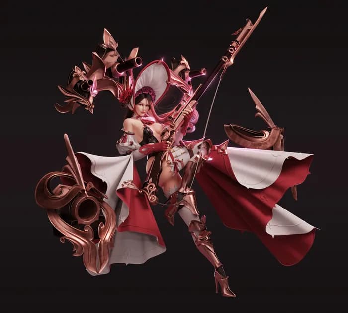 STL - Figura de pistolera elegante
