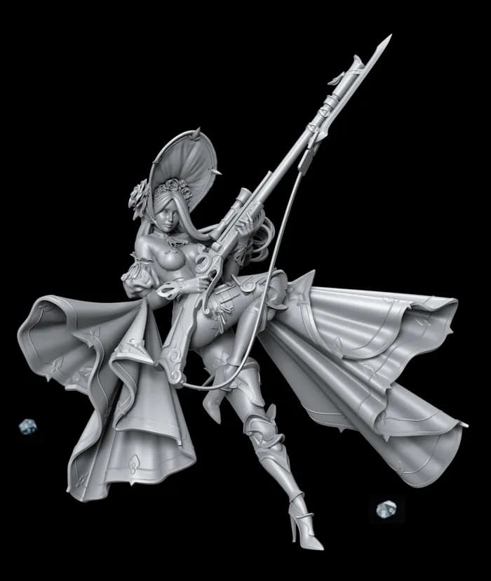 STL - Figura de pistolera elegante render 3