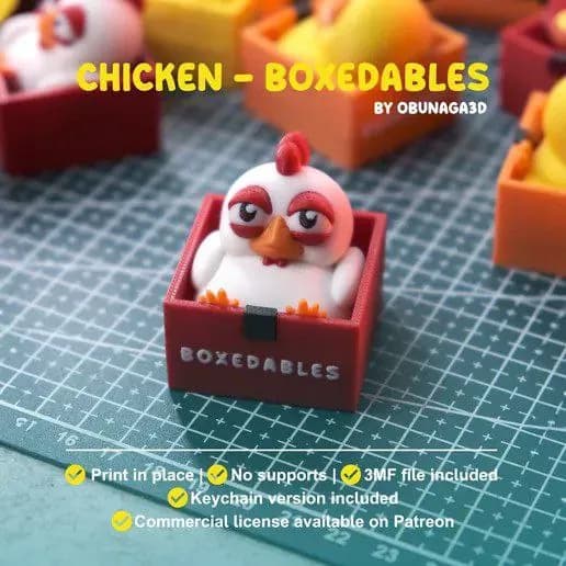 STL - Figura de pollo en caja