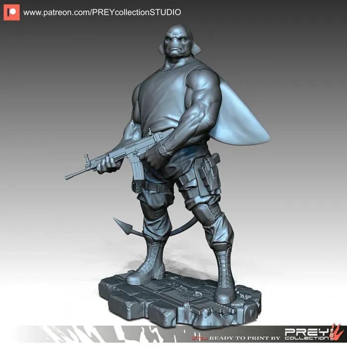 STL - Figura de Prey con rifle render 2
