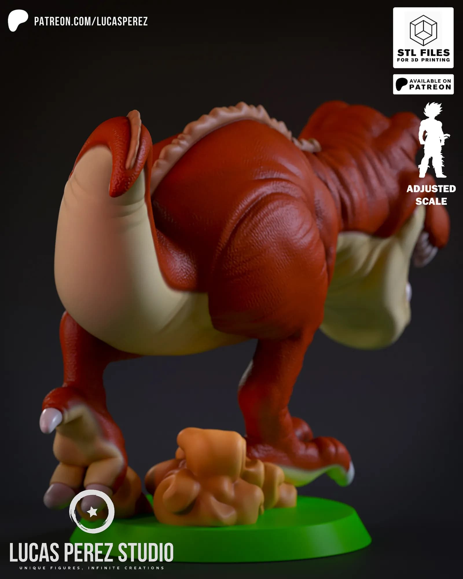 STL - Figura de Rex estilo cartoon render 4