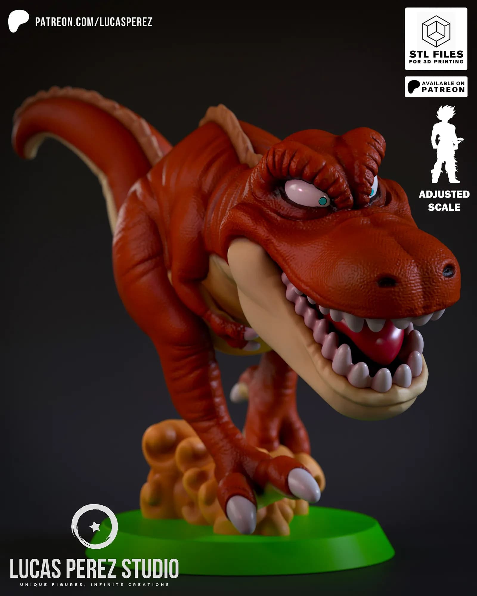 STL - Figura de Rex estilo cartoon render 5