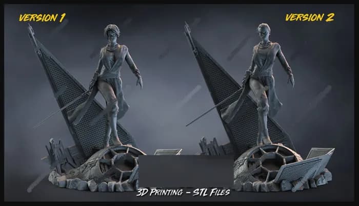 STL - Figura de Rey de Star Wars render 2