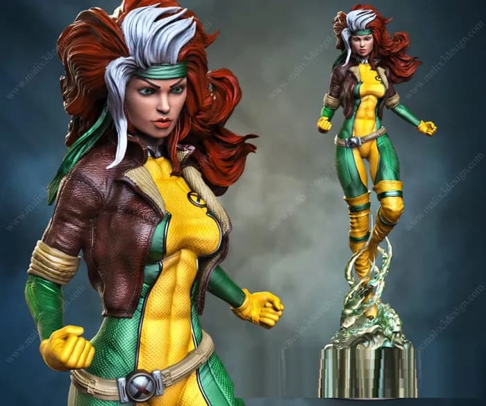 STL - Figura de Rogue de X Men render 2