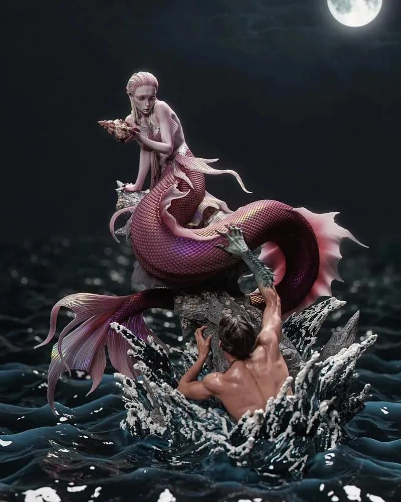STL - Figura de sirena cautivadora