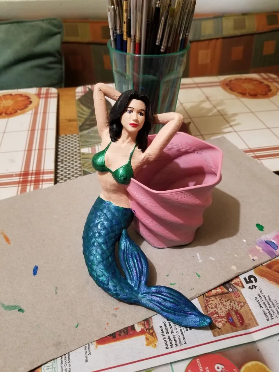 STL - Figura de sirena como maceta render 3