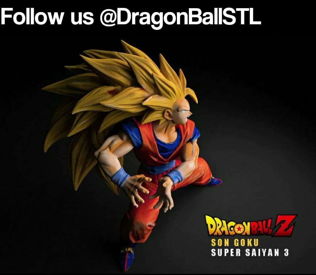 STL - Figura de Son Goku Super Saiyan 3 render 2