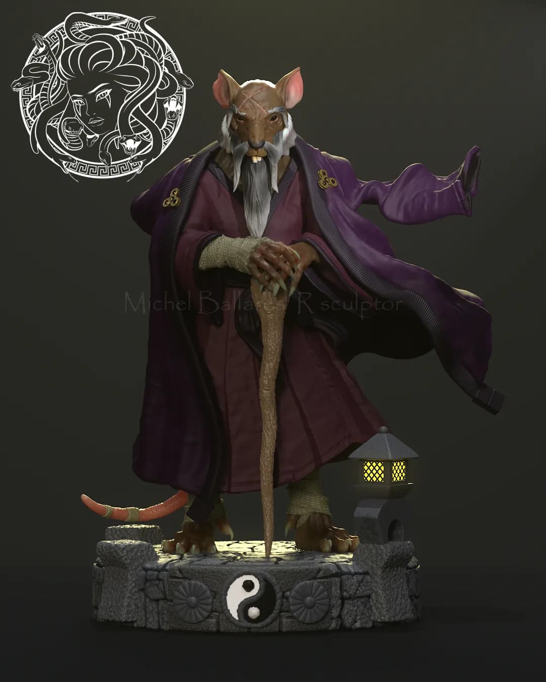 STL - Figura de Splinter estilo samurái render 2