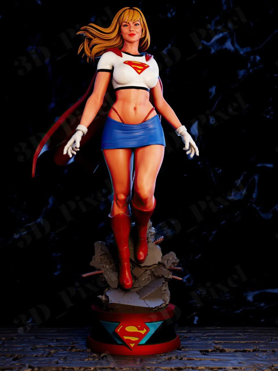 STL - Figura de Supergirl Estilo Pixel
