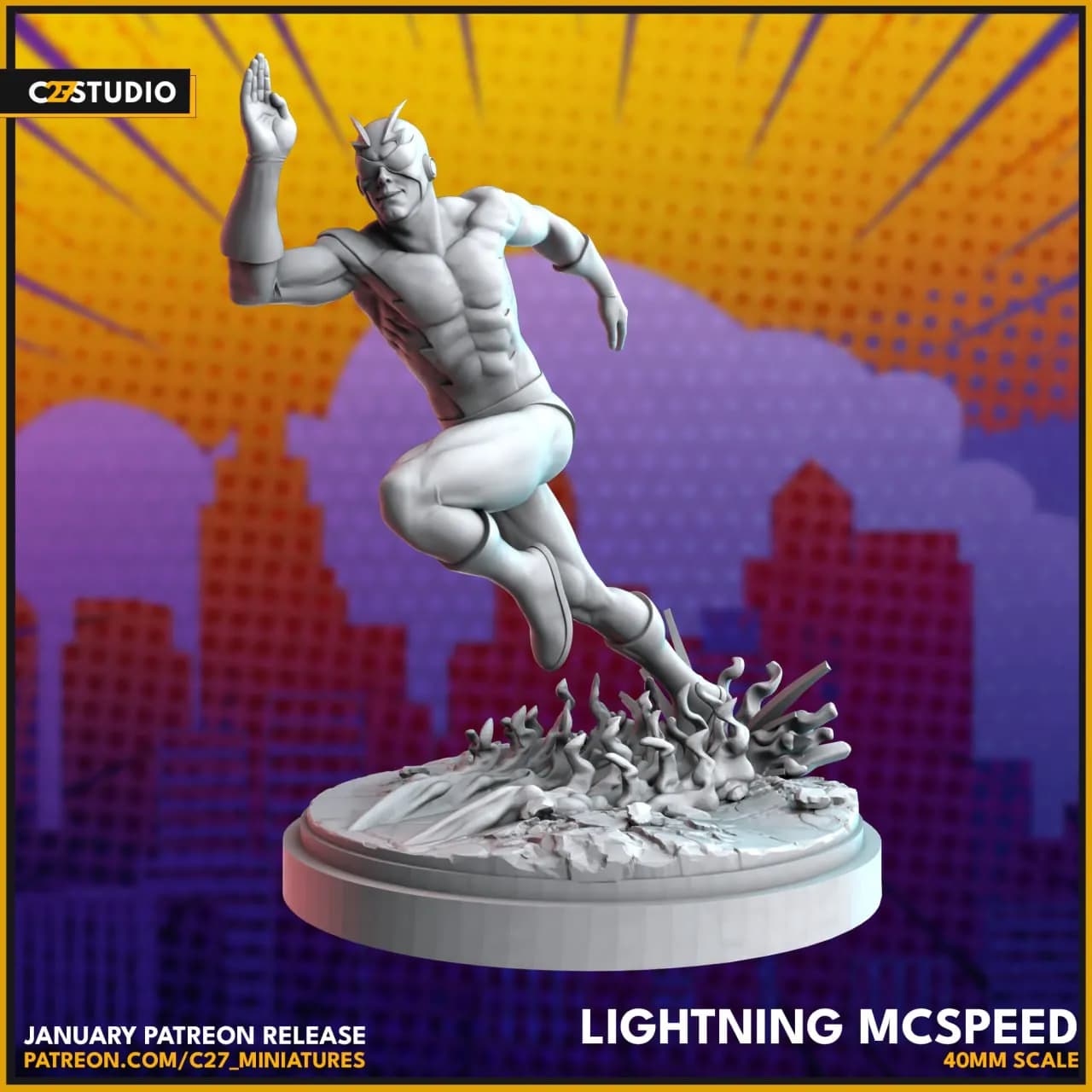 STL - figura de superheroe veloz render 2