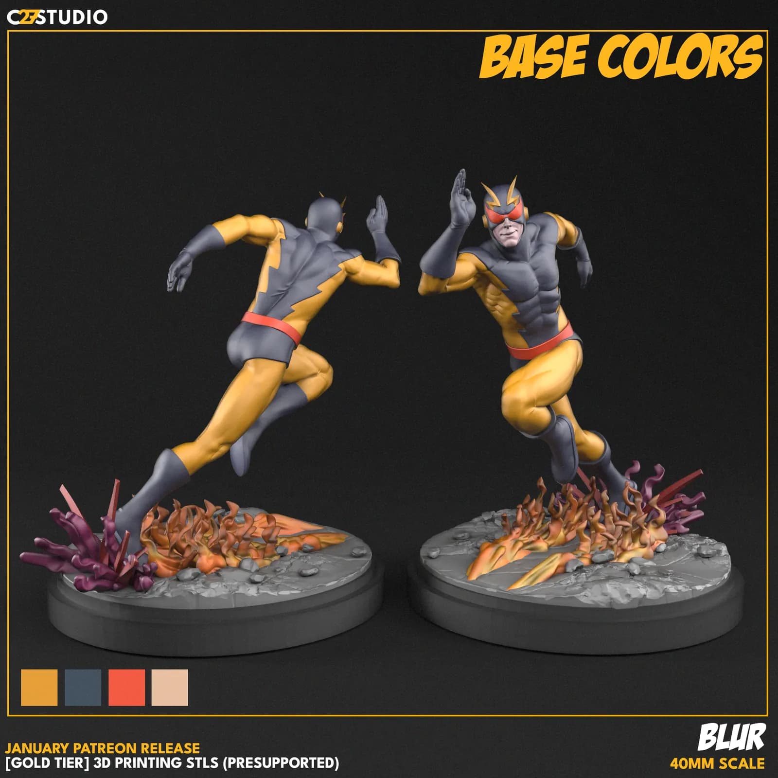 STL - figura de superheroe veloz render 3