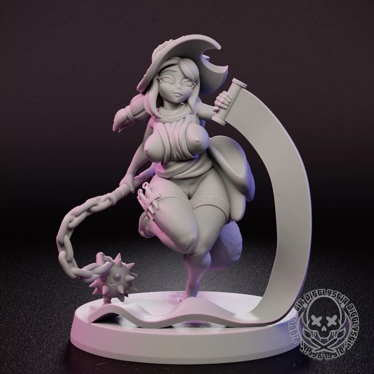 STL - Figura de Tanuki con látigo render 2