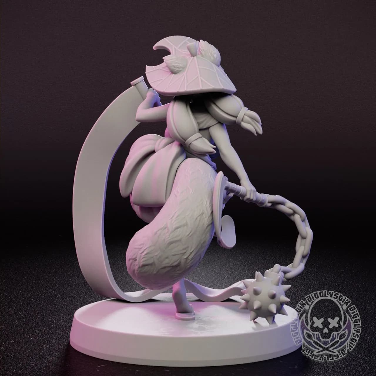 STL - Figura de Tanuki con látigo render 3
