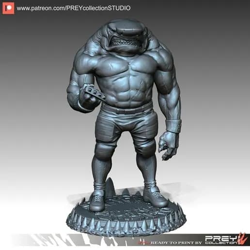 STL - Figura de tiburón musculoso