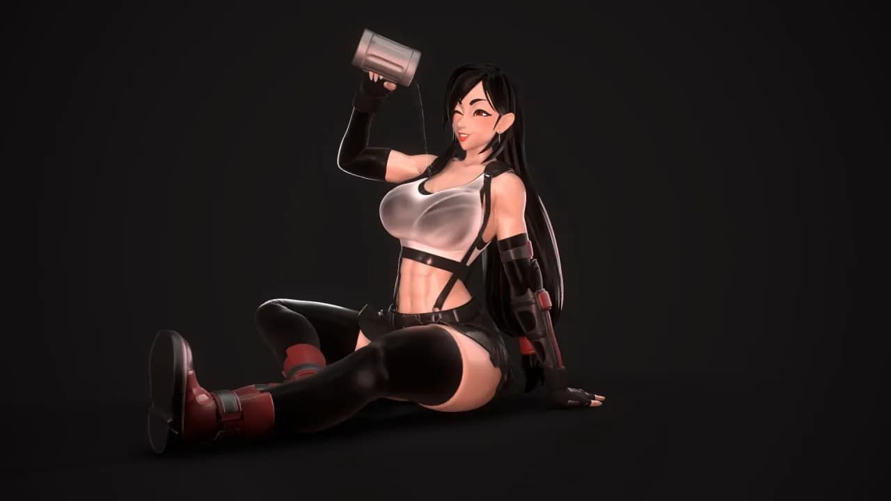 STL - Figura de Tifa Lockhart bebiendo