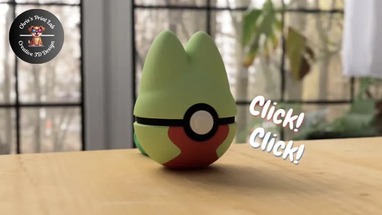 STL - Figura de Treecko en Pokebola render 2