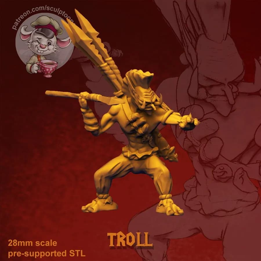 STL - figura de troll guerrero