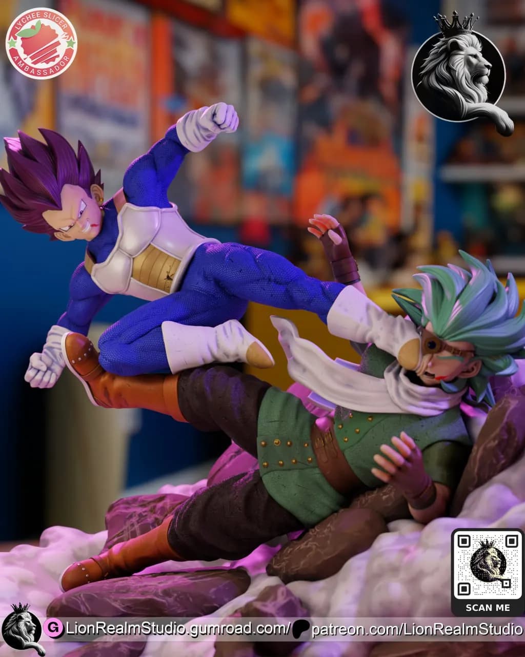 STL - Figura de Vegeta vs Granolah render 2
