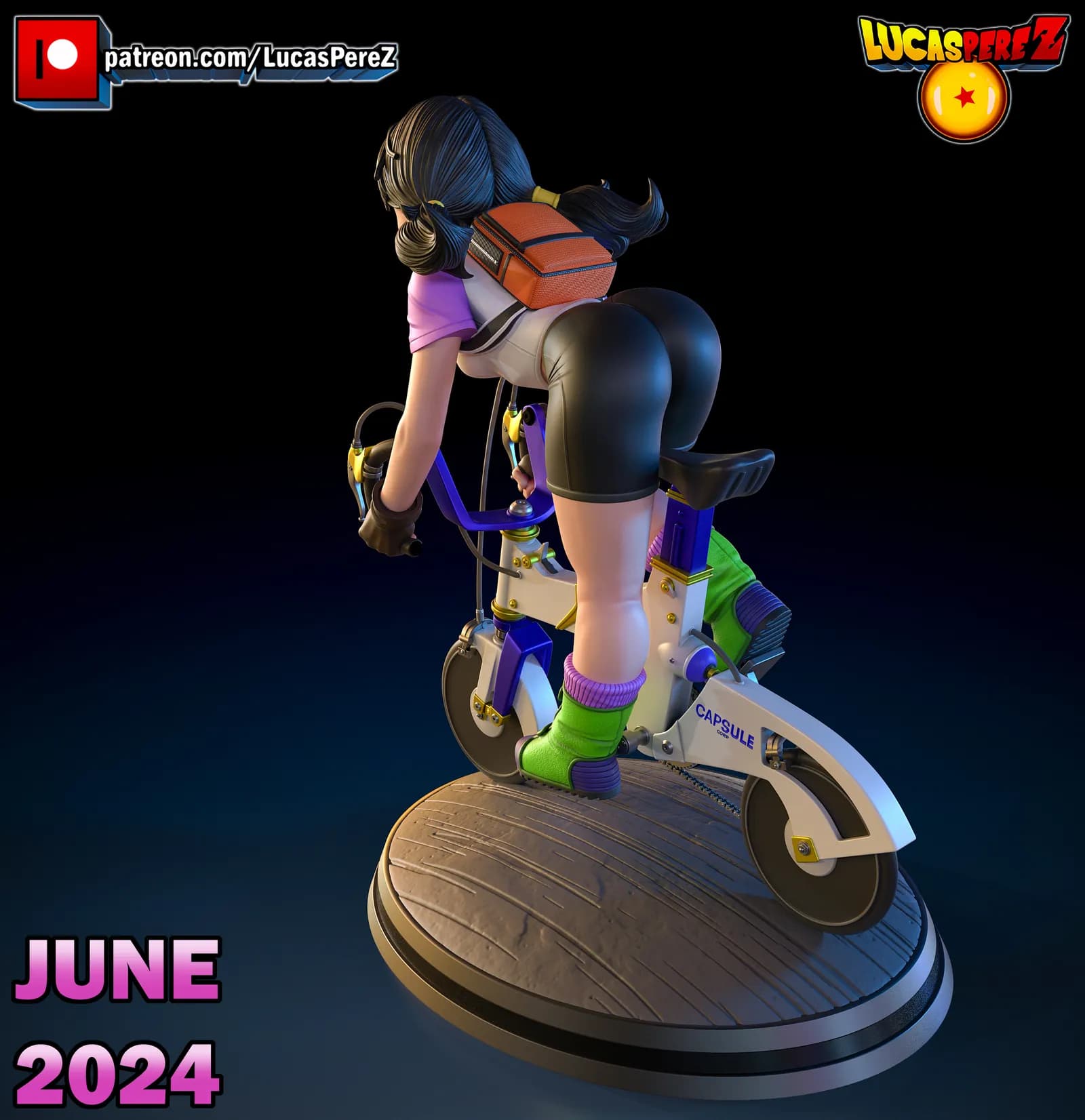 STL - Figura de Videl en bicicleta render 4