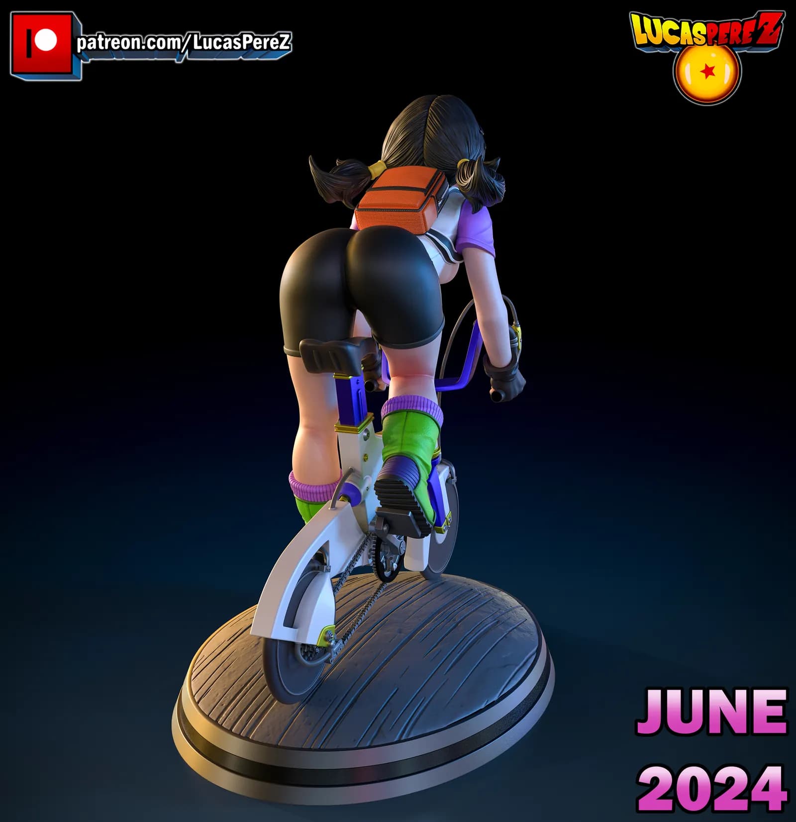 STL - Figura de Videl en bicicleta render 5