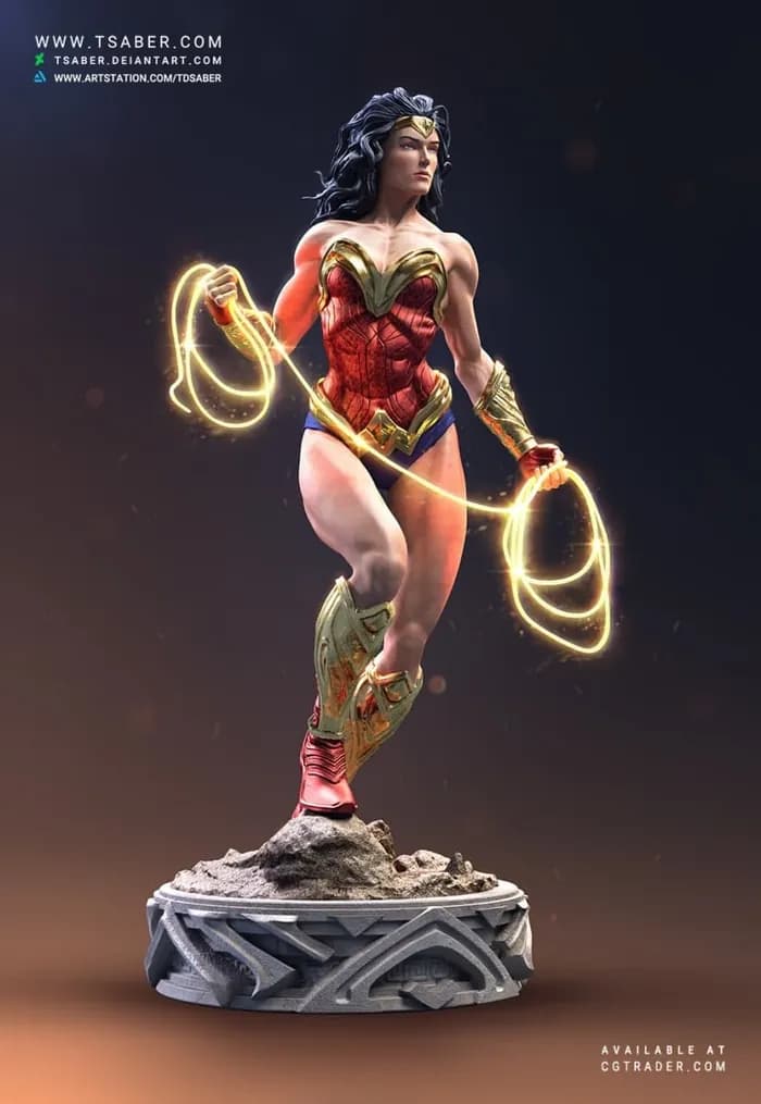 STL - Figura de Wonder Woman 3 render 4