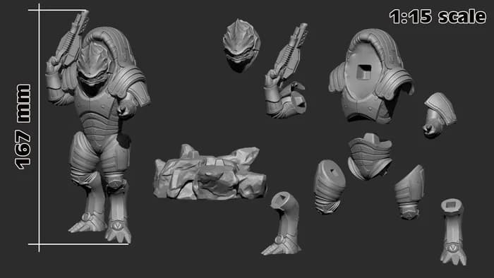 STL - Figura de Wrex de Mass Effect render 5