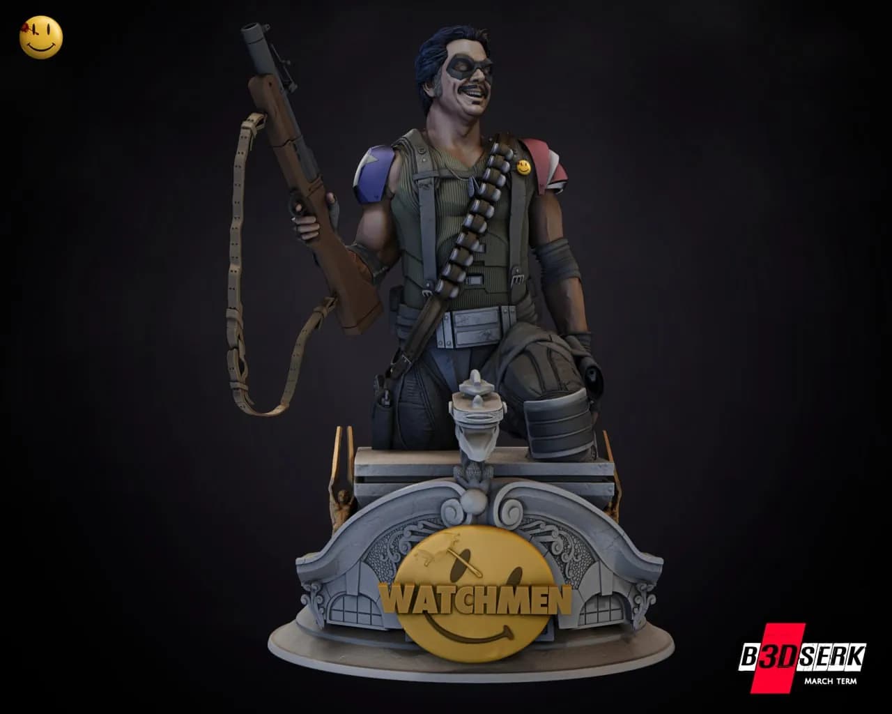 STL - Figura del Comediante de Watchmen render 2