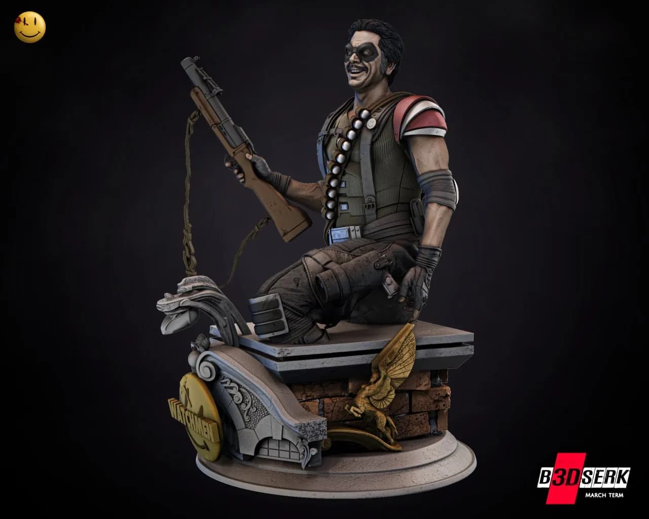 STL - Figura del Comediante de Watchmen render 4