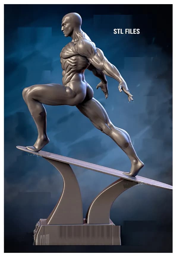 STL - Figura del Surfista Plateado render 2
