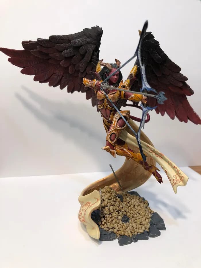 STL - Figura demoníaca alada con arco render 2