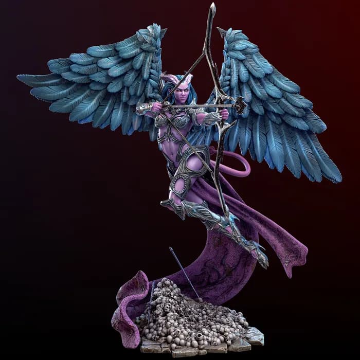 STL - Figura demoníaca alada con arco render 4