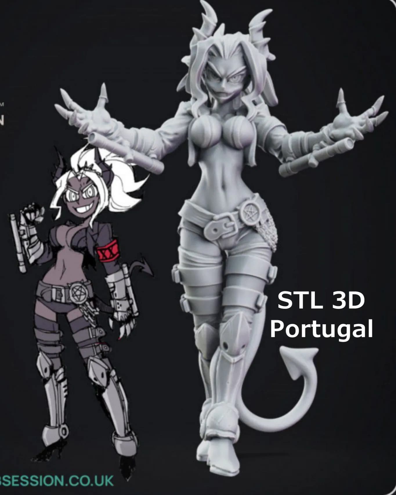 STL - Figura Demoniaca con Armadura render 2