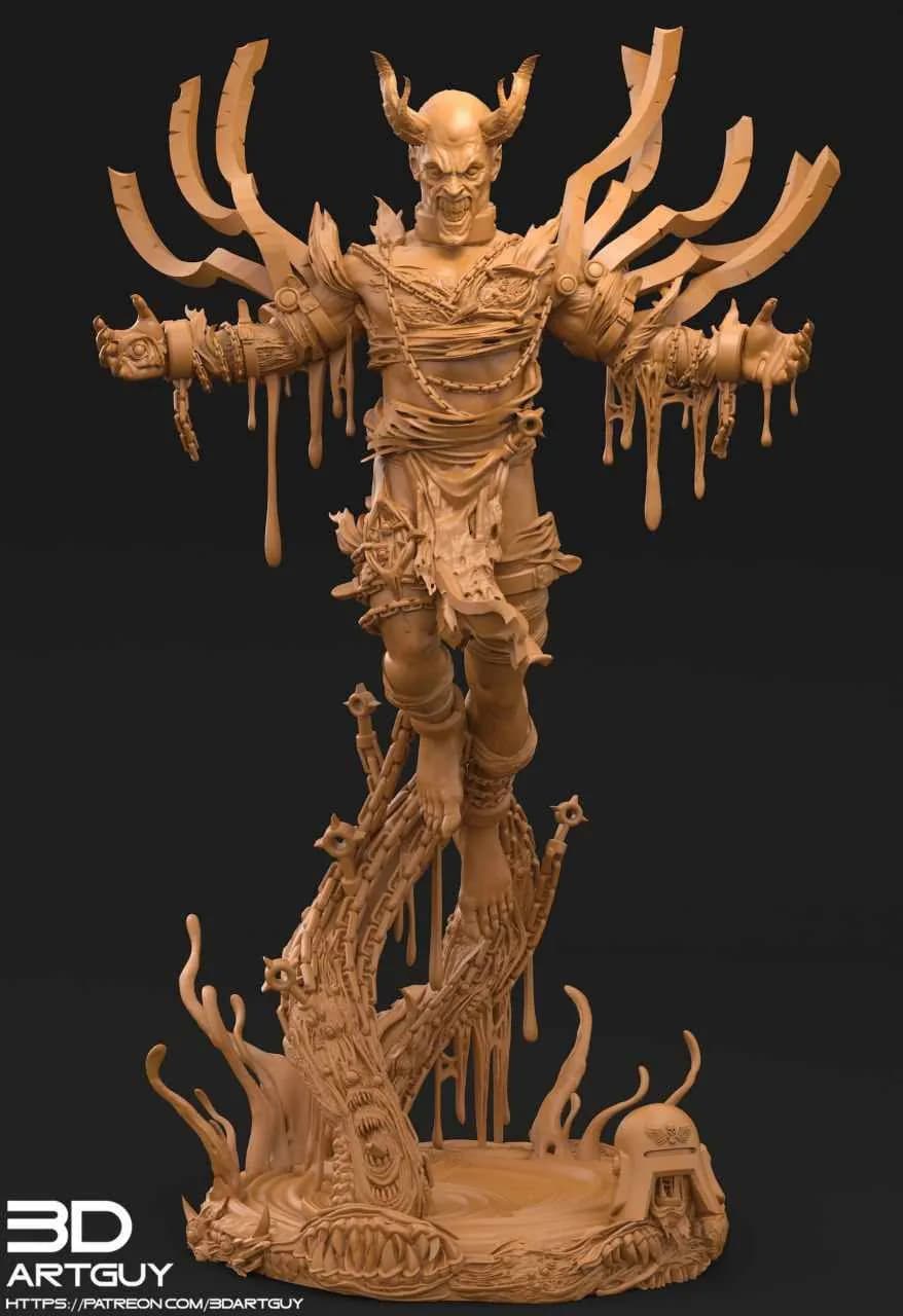 STL - Figura demoníaca con cadenas render 2