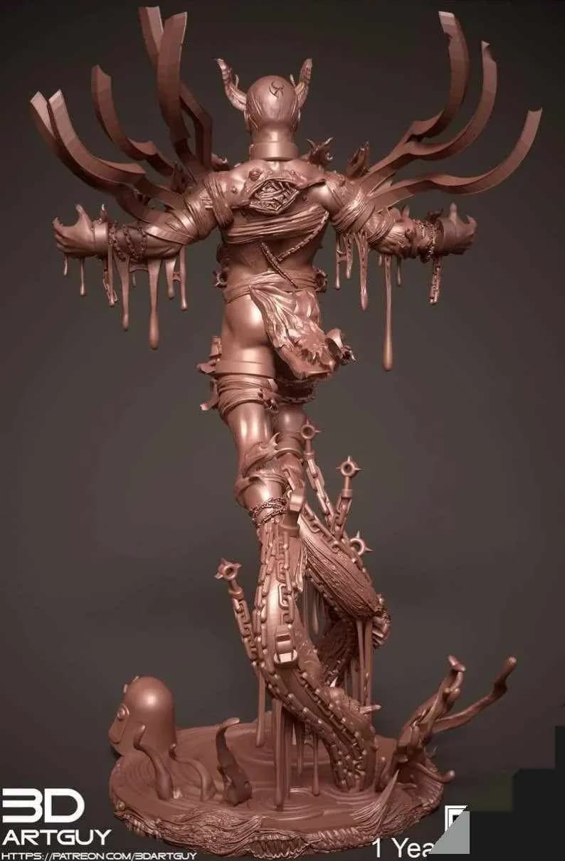 STL - Figura demoníaca con cadenas render 4