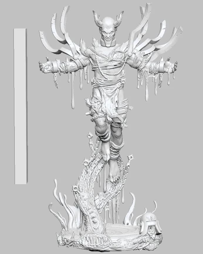 STL - Figura demoníaca con cadenas render 5