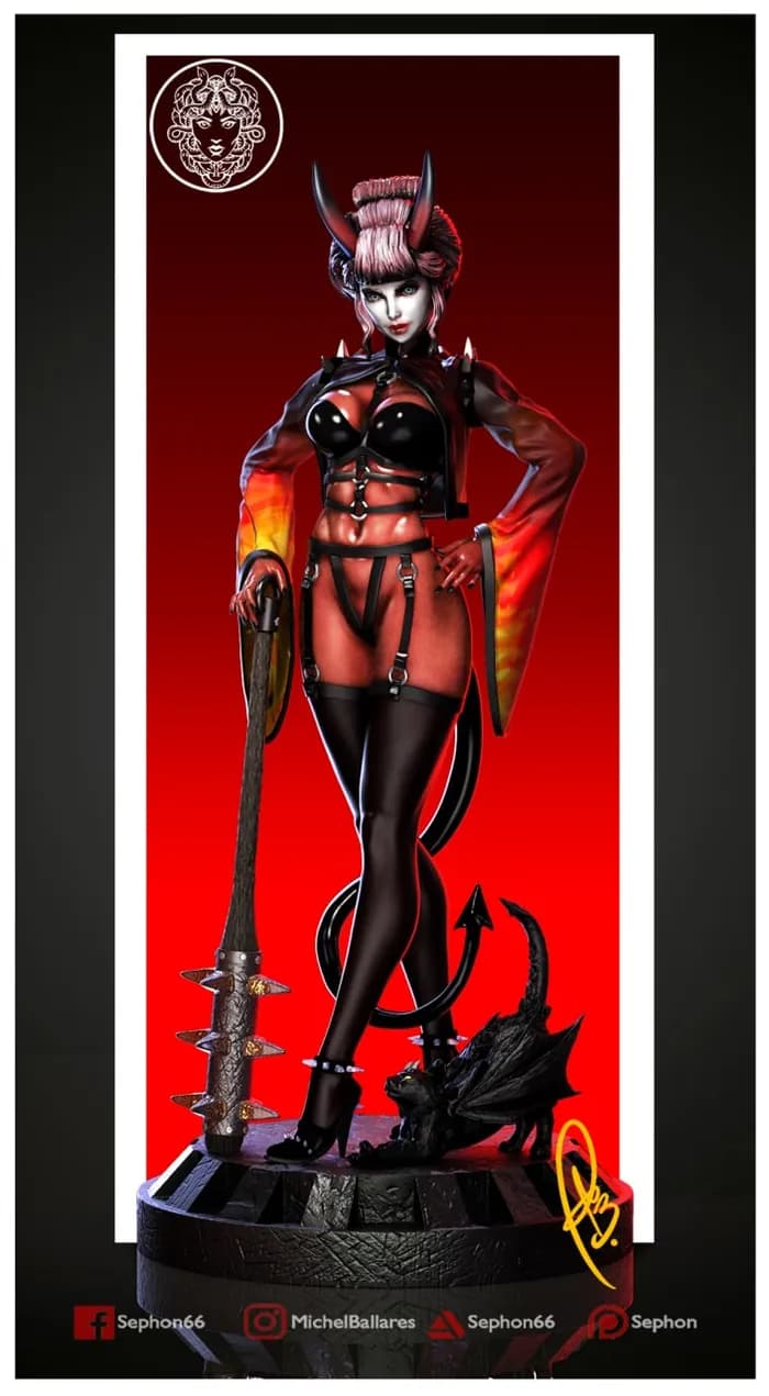 STL - Figura demoníaca con cuernos