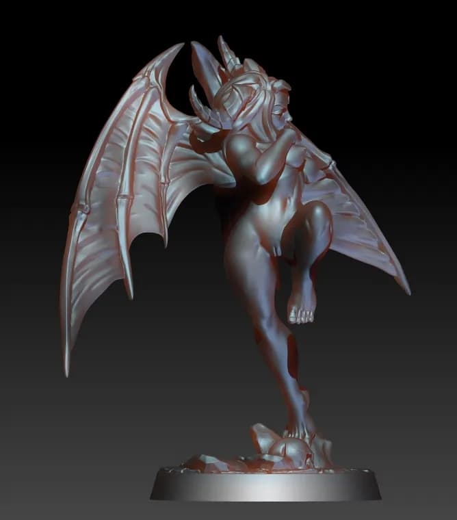 STL - Figura demonio alado de fantasía render 3